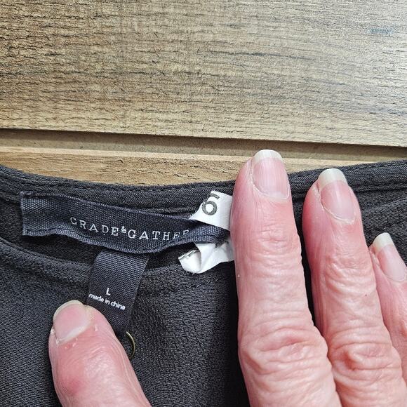 Grade & Gather Black Women's Tunic Dress Pockets Large Minimal Goth Witchy - Picture 8 of 15